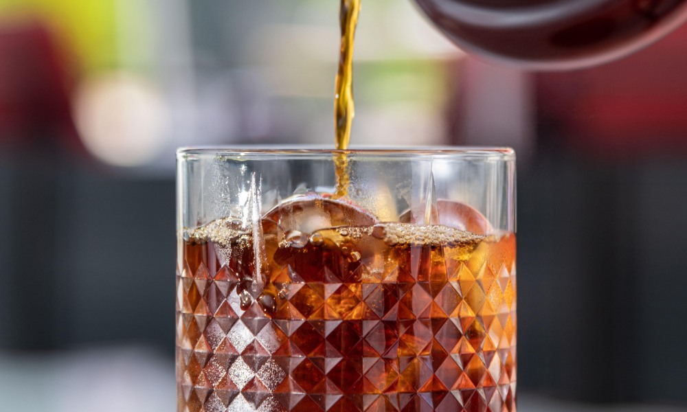 Cold brew coffee served over ice